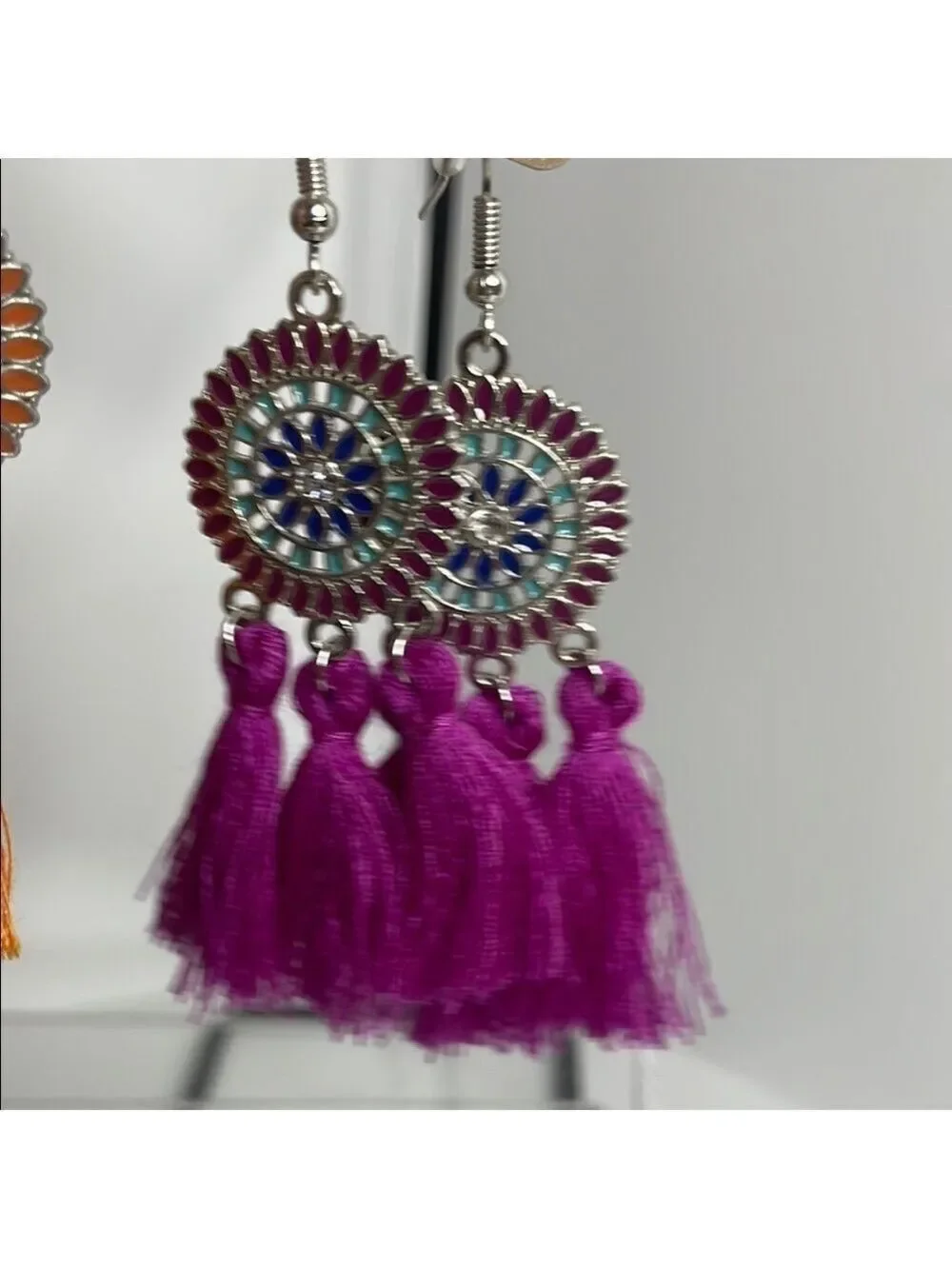 Fashion Jewelry Yellow and Orange Tassel Earrings